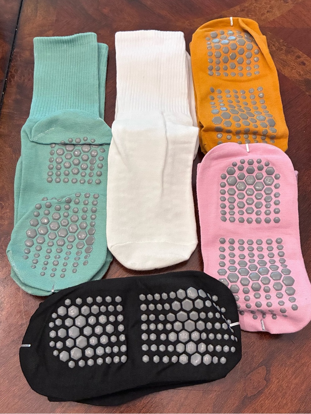 Pilates Non-Slip Crew Socks – Mint, White, Mustard, Pink, Black
